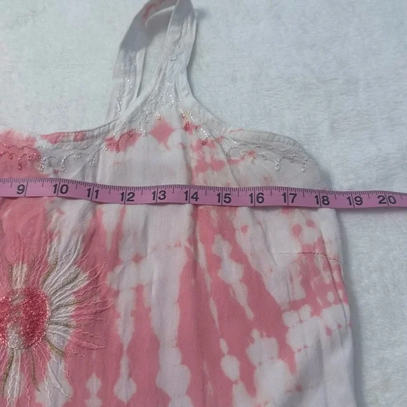 Raya Sun Tie Dye Beachy BOHO Tank Pink and Gray Sleeveless Mini Sundress - Picture 2 of 16